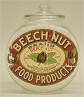 Glass Country Store Jar w/Beech Nut Advertising