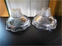 Pair glass ribbed lamp shades, 5.5" at widest
