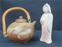 ORIENTAL FIGURE & TEA POT