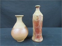 2 POTTERY VASES (1 INITIALS)