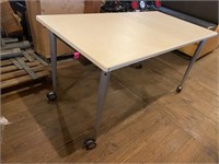 Mobile work station on wheels 5’ x 3’ top
