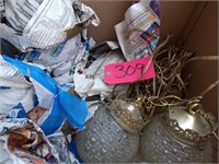 CHANDELIER, LIGHT FIXTURE W/ MATCHING GLOBES