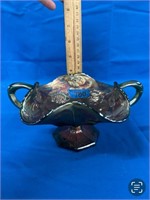 Carnival Glass Footed Bowl