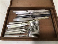 14 pcs Albert Pick Co. 12DWT knives and forks