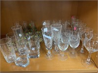 Lot of crystal drinking cups, wine glasses,
