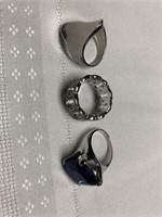 Lot of 3 silver toned rings size 8