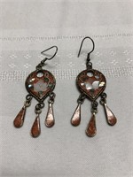 Sterling silver natural stone floral earrings
