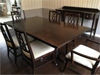Bassett All Wood Table w/Mahogany Finish-6 Chairs-