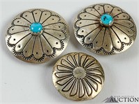 (2) Southwest Sterling & Turquoise Button Covers