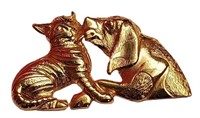 ADORABLE VINTAGE BEST FRIENDS TOGETHER GOLD BROOCH