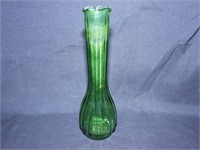 Two Vintage Green Glass Vases