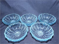 Icy Blue Glass Ice Cream Bowls