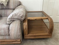 Wood and Glass End Table, Heavy