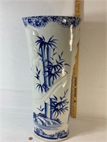 Blue And White Porcelain Umbrella Stand 22 1/2”H