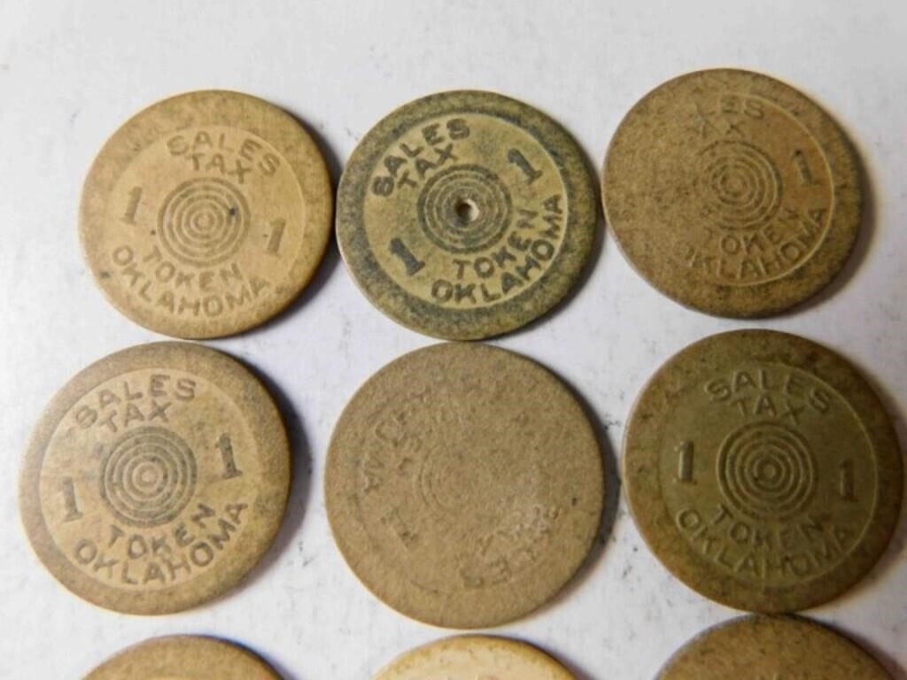 9 pressed cotton Oklahoma tax tokens