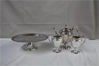 Silver plate, pedestal cake plate, 12.25 X 4"H,