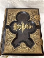 1877 Large Leather Family Bible, 12 1/2”T, 10