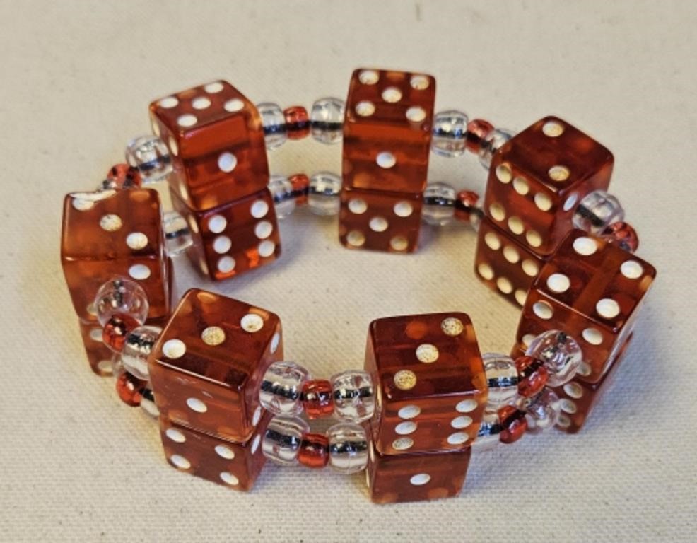 Vintage Dice Gambling Costume Jewelry Bracelet