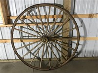 5' 3" Wooden Wagon Wheel, Brass Hub