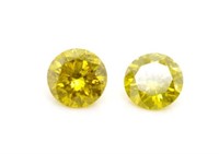 Pair of 0.70ct loose yellow diamonds