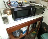 toaster oven, microwave, contents of cab.