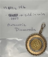 1898-S Gold $5 Liberty Head Pendant