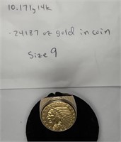 1912 Gold $5 Indian Head Ring