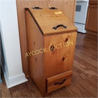 Wooden trash box w/drawer