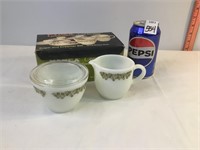 Pyrex Spring Blossom Green Sugar & Creamer Set