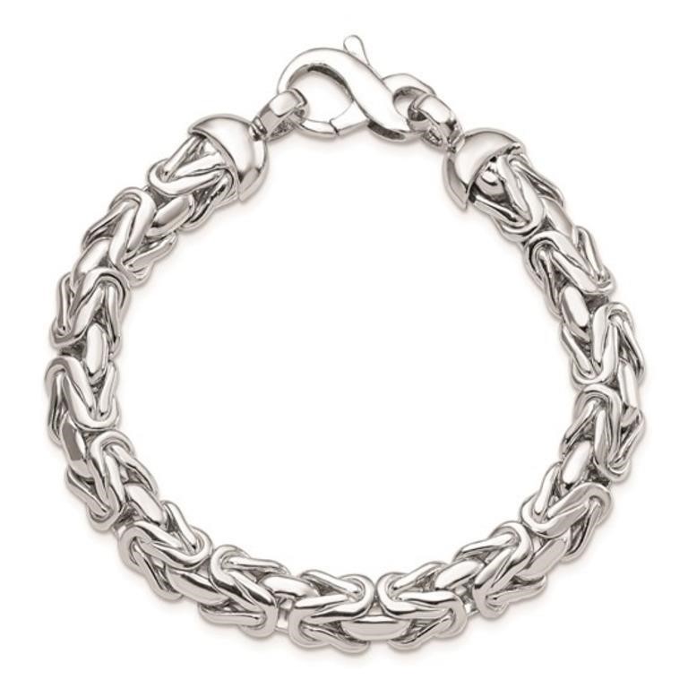 Sterling Silver Rhodium-plated Byzantine Bracelet