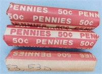 (3) Rolls of Wheat Pennies.