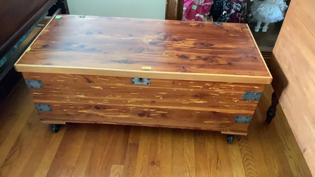 Cedar blanket chest, 42x19x17’’, condition as