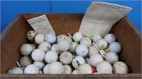 Used Golf Balls in Vintage Wooden Box