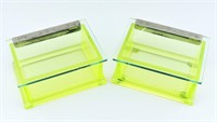 2 Vaseline Glass Dresser Boxes