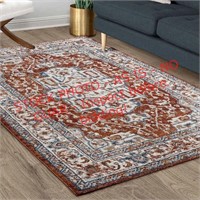 Avenue 33 Icon vera red Area Rug 5ft.3in.x7 Ft.