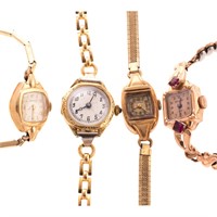 Four Lady's Dress Watches in Gold
