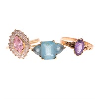 A Trio of Lady's Gemstone Rings