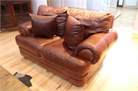 Full grain leather love seat