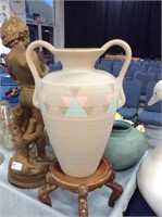 Two handled aztec style vase