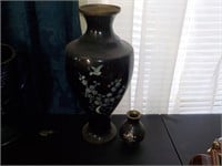 Lacquer over brass vases MOP inlay