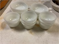 White glassware bowls
