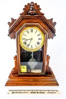 Antique Walnut Case Kitchen Clock w/Key