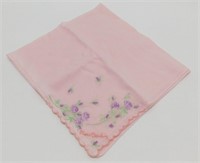 Vintage Pink Pierre Cardin Signed Floral Hanky