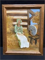 Original Oil Painting Woman in Bonnet by Nona