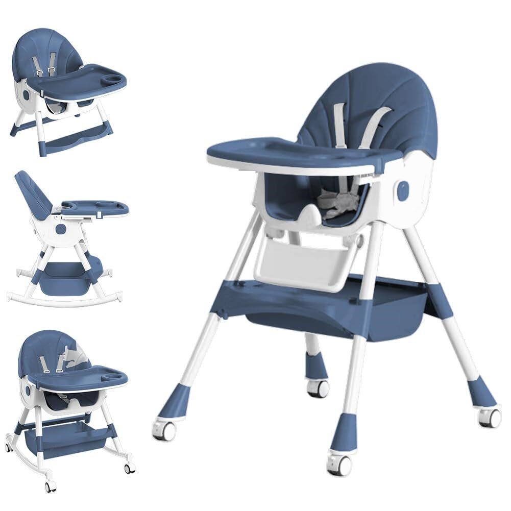 Baby High Chair  5 in 1  Foldable  Navy Blue