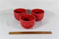 3 Red Homer Laughlin bowls
