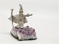 Pewter Wizard On Amethyst