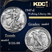 1947-d Walking Liberty Half Dollar 50c Grades Choi