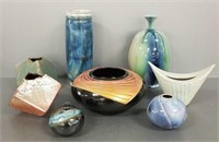 8 pieces of signed studio pottery including Losa,