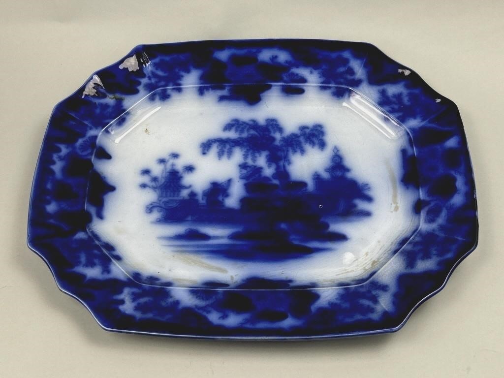 Antique Flow Blue Platter.